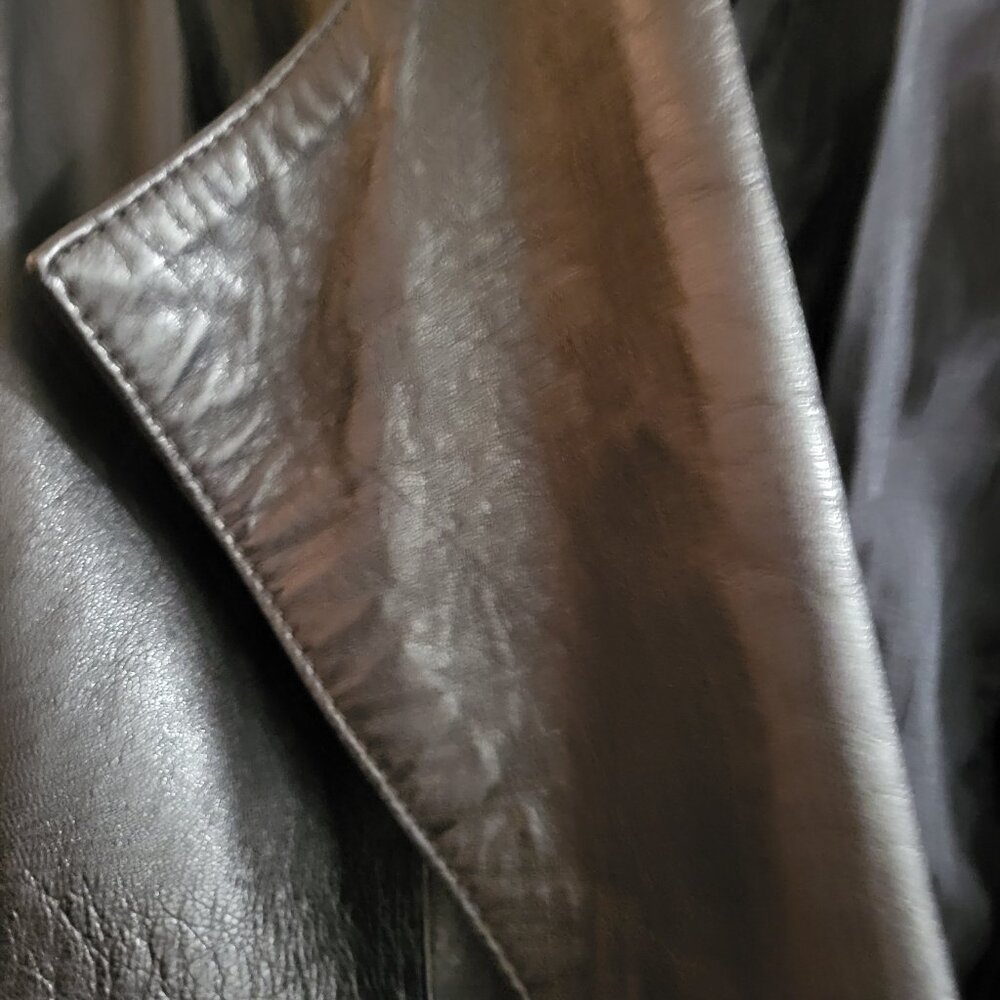 VTG S. Ajita Genuine Leather Oversized Jacket - Medium - Sequined Sleeves - Picture 8 of 12